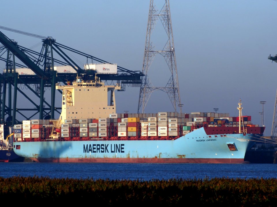 Maersk Lamania (ship, 2013), Deurganckdok, Port of Antwerp, Belgium