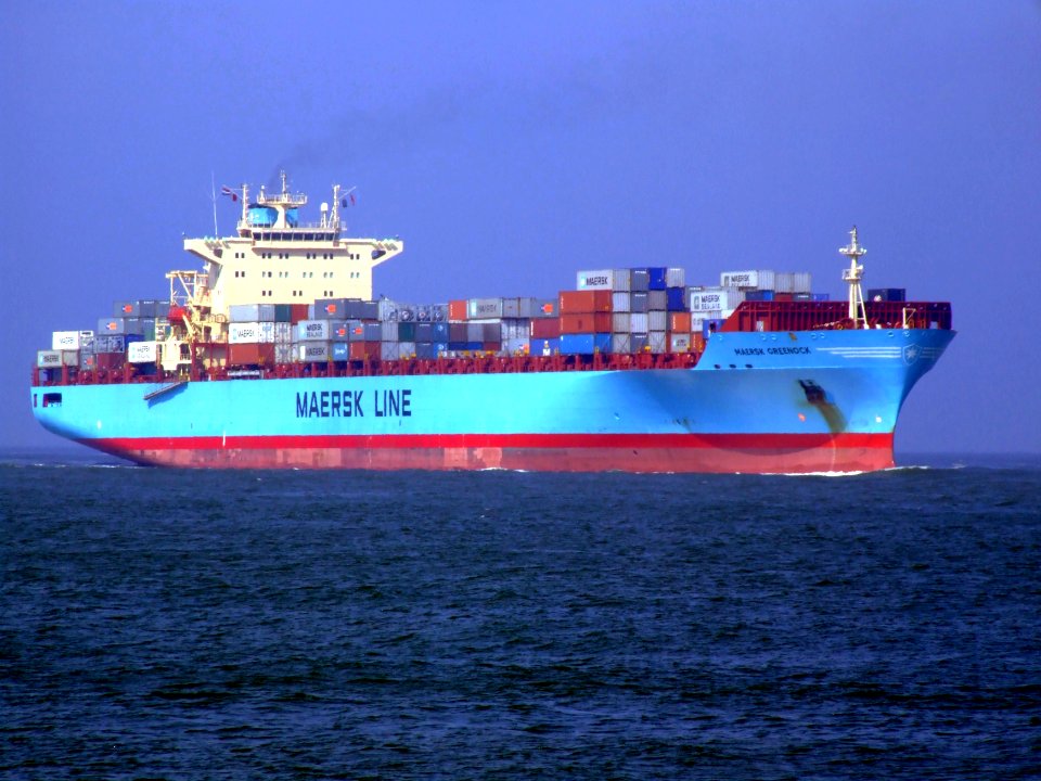 Maersk Greenock IMO 9298686 approaching Port of Rotterdam, Holland 08-Apr-2007