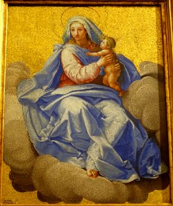 Madonna and Child by Marcello Provenzale, dated 1600, mosaic - Galleria Borghese - Rome, Italy - DSC04708
