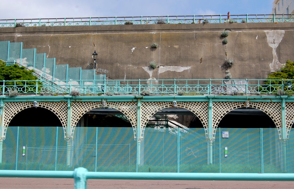 Madeira Terrace, Madeira Drive, Brighton (NHLE Code 1381696) (May 2018, seen from Volk's Electric Railway) (1)
