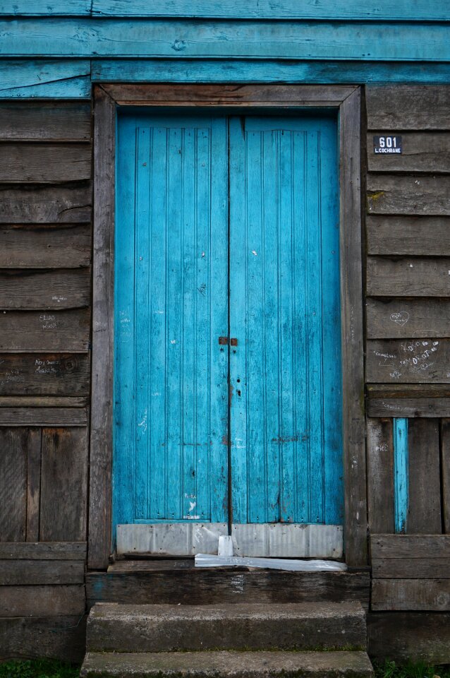 Entrance rustic blue door