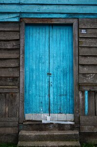 Entrance rustic blue door
