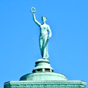 Memorial Hall roof sculptures Philly top Columbia