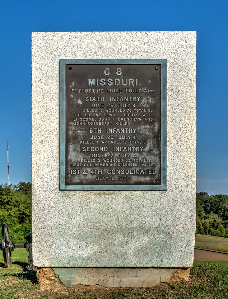 Memorial for Missouri Confederate Infantr -Vicksburg