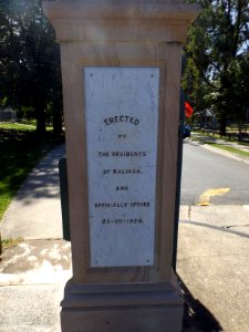 Memorial gates plaque at Kalinga Park