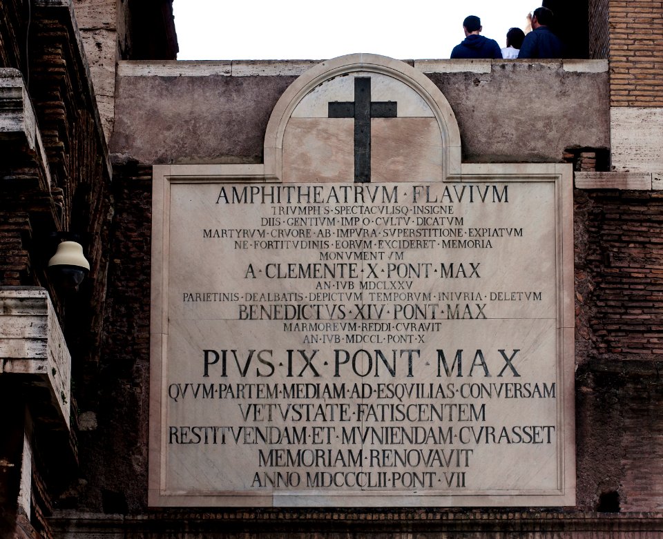 Memorial plate at the Colosseum