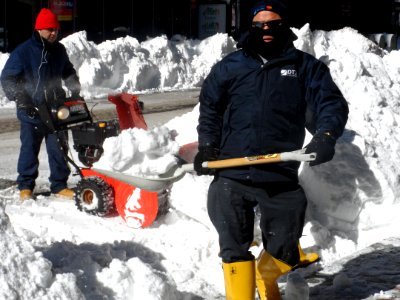 Men working in snow photo