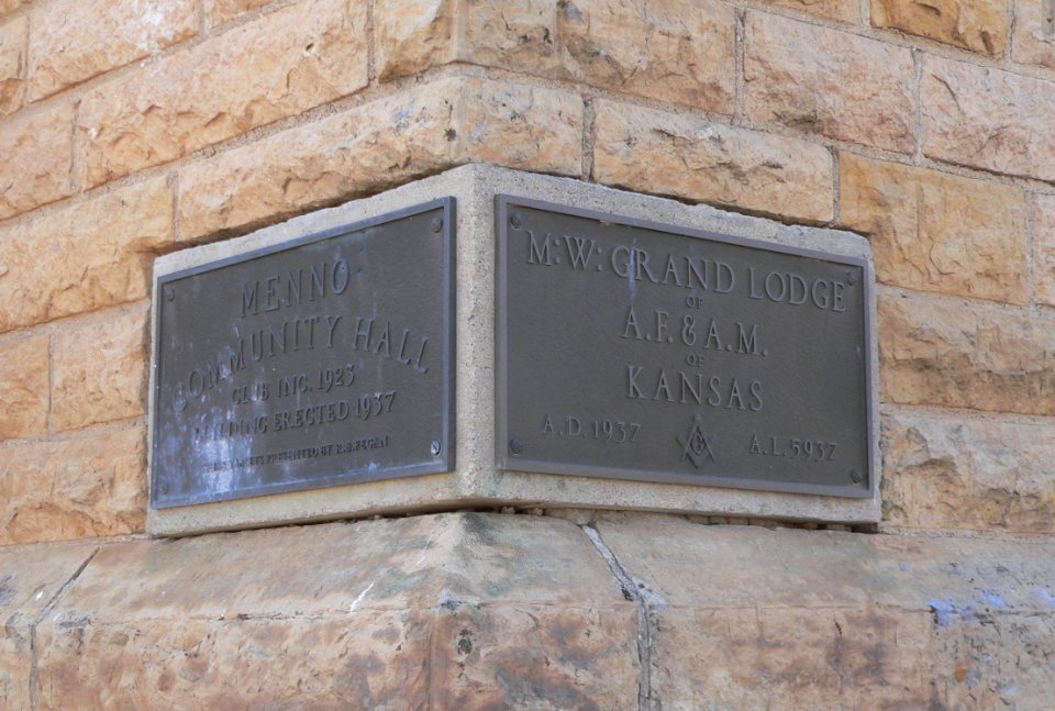 Menno Hall (Hamilton Co KS) cornerstone 1