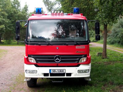 Mercedes 318 Magirus, Feuerwehr Saarbrücken, LB Gersweiler, Unit 15-62-1, Grenzlandmeisterschaften 2014, bild 1