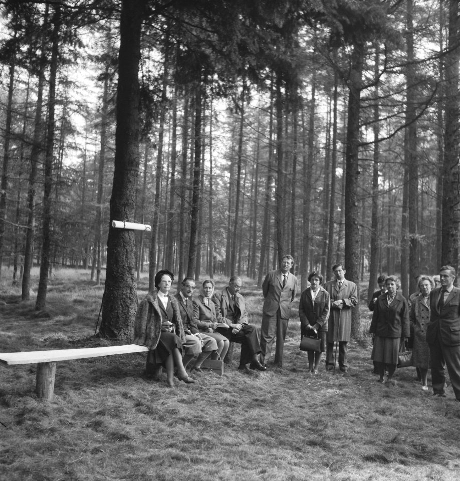 Mensen, bossen, bankjes, zitten, Bestanddeelnr 253-5397