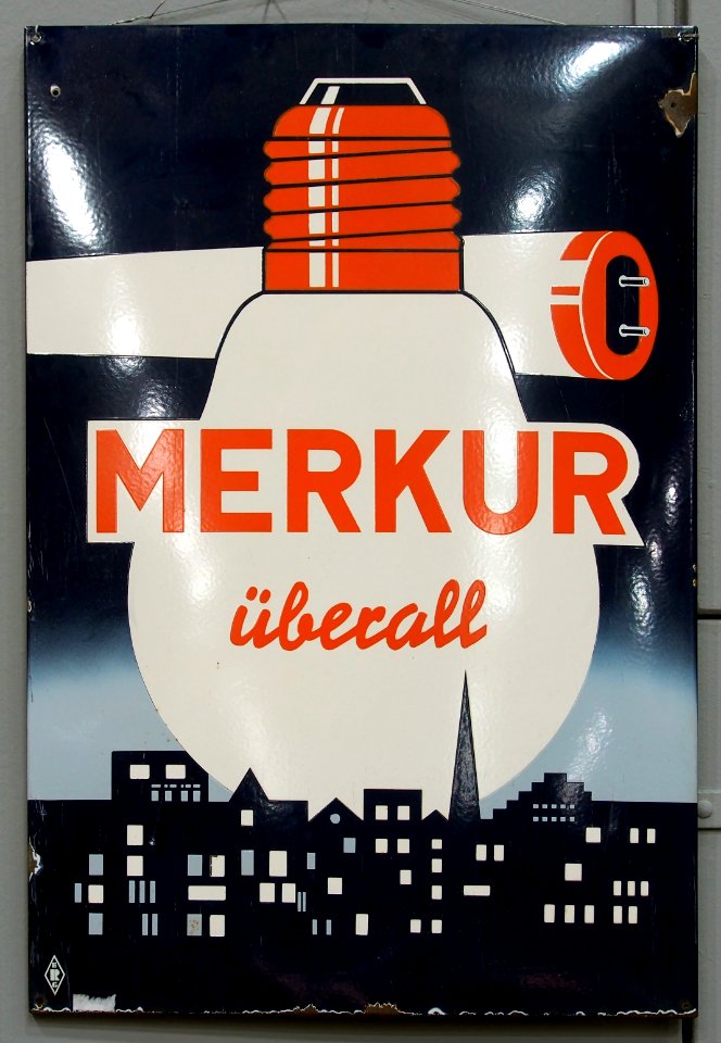 Merkur emaille reklamebord