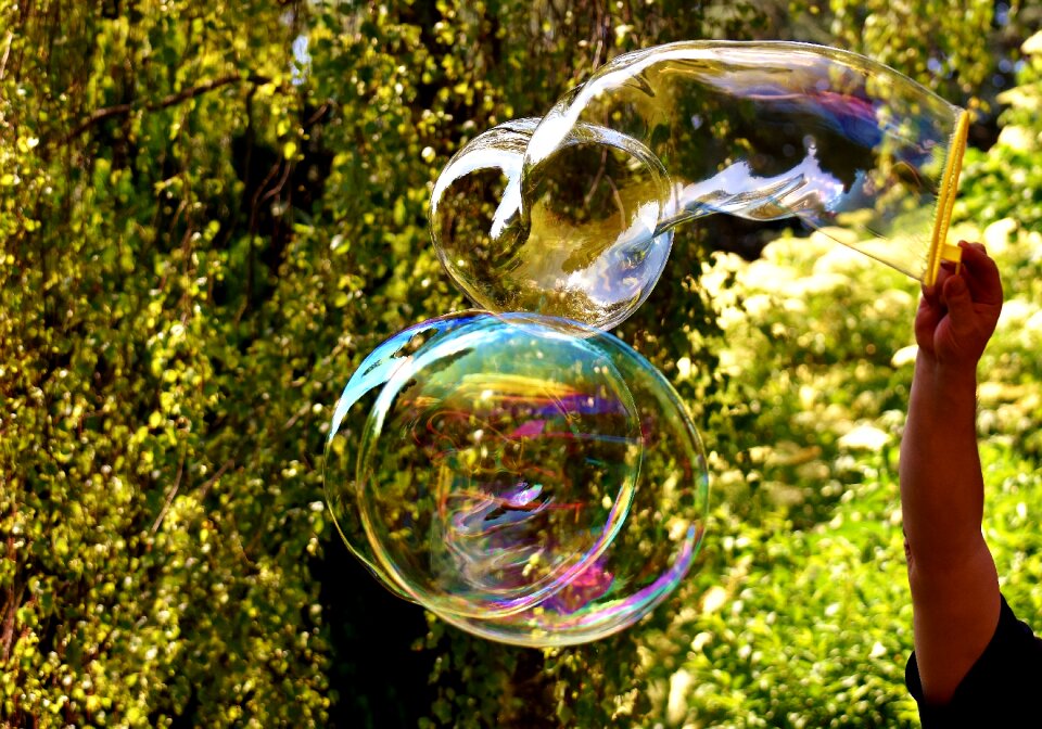 Make soap bubbles wabbelig iridescent photo