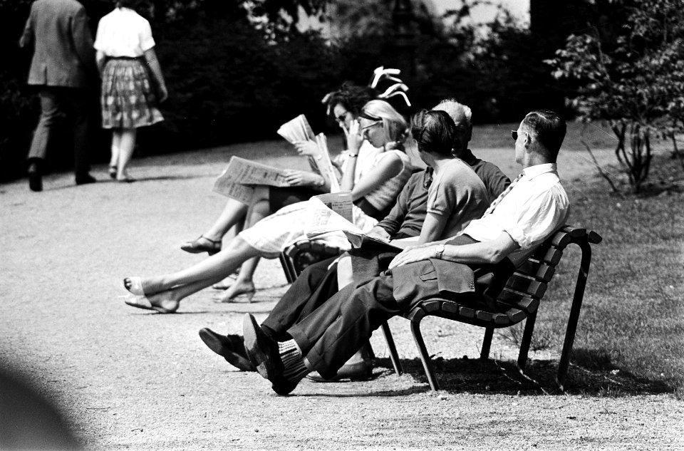 Mensen zonnen in het park, Bestanddeelnr 916-4795