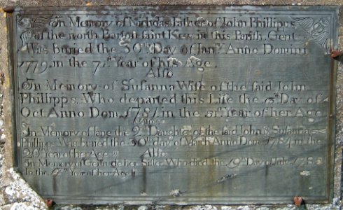 Memorial stone of Nicholas Phillipps at St Kew church photo