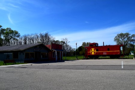 Mercantile and ATSF caboose, Avoca, WI