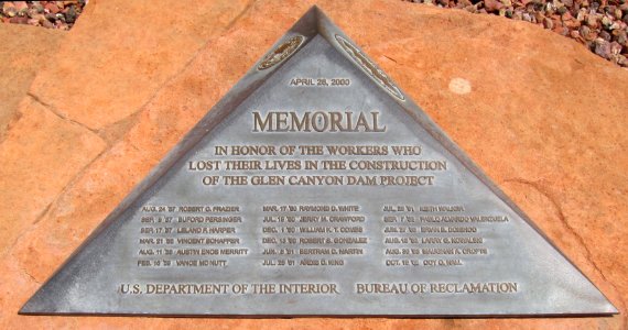 Memorial to those who died building the Glen Canyon Dam
