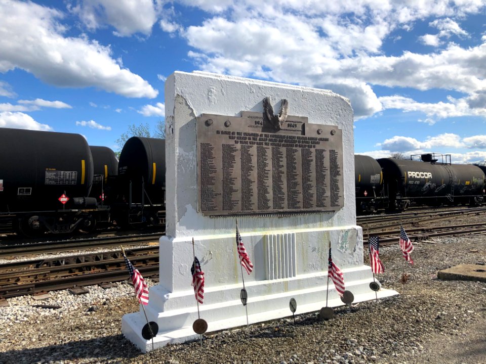Memorial at Rook Yard for Pittsburgh and West Virginia Railway workers who served in World War II