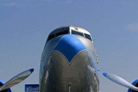 Aircraft flying blue photo