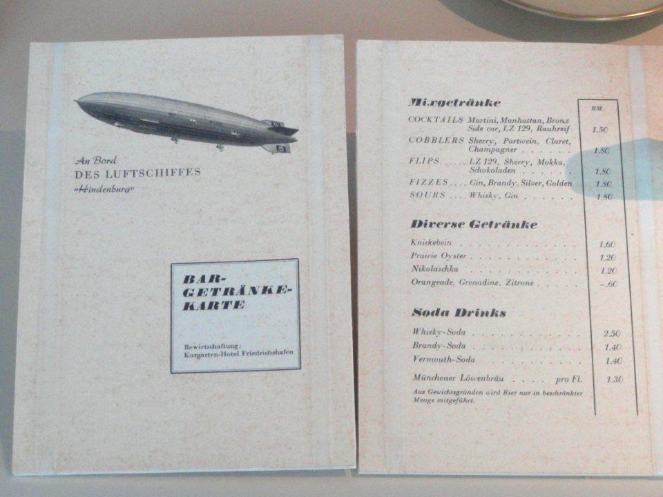 Menu (drinks), Hindenburg - Zeppelin Museum Friedrichshafen - DSC06858