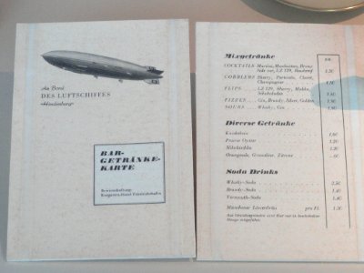 Menu (drinks), Hindenburg - Zeppelin Museum Friedrichshafen - DSC06858
