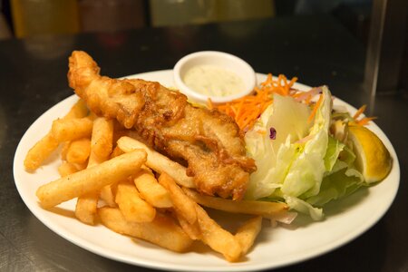Fish and chips cooking restaurant photo