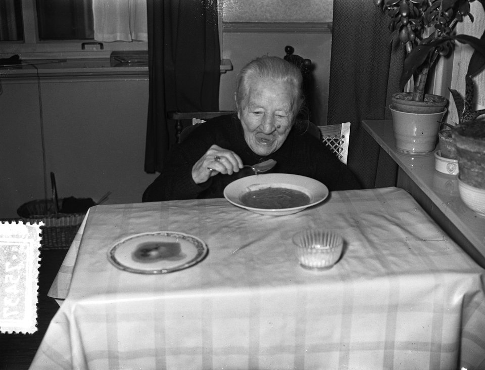 Mejuffrouw N voor Velzen te Dordrecht 21 januari 105 jaar, Bestanddeelnr 907-5437