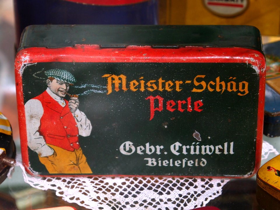 Meister Schäg Perel, Gebr Crüwell, Bielefeld, blechdose