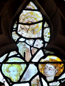 Medieval glass, St Oswald, Hooe 01