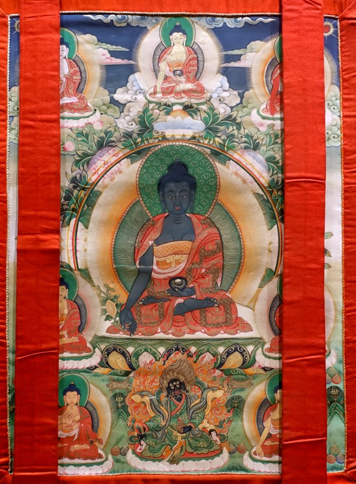 Medicine Buddha, 1644-1911 AD, thangka - Sichuan University Museum - Chengdu, China - DSC06197