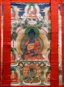 Medicine Buddha, 1644-1911 AD, thangka - Sichuan University Museum - Chengdu, China - DSC06197