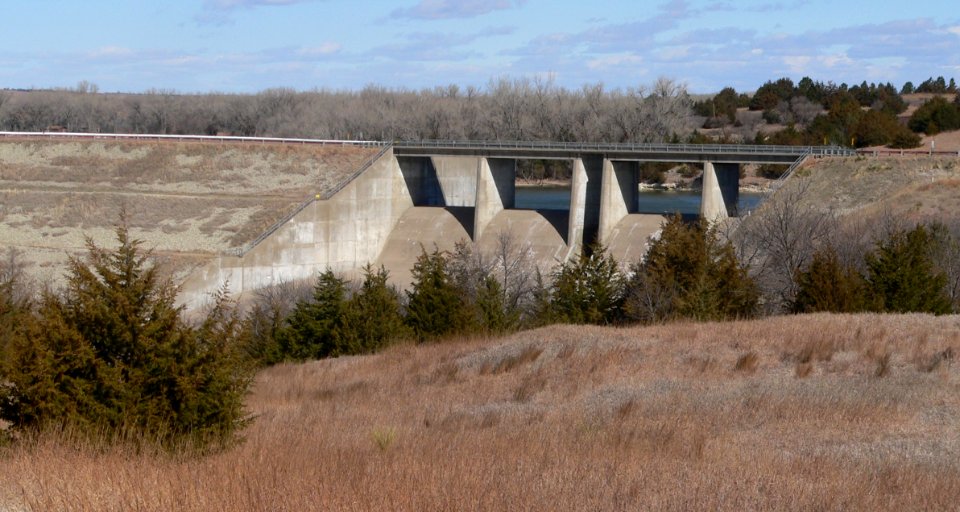 Medicine Creek dam spillway from DS