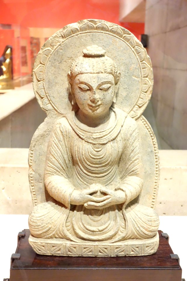 Meditating Buddha, India, Gandhara or Swat, 3rd century, green schist - Berkeley Art Museum and Pacific Film Archive - DSC04138