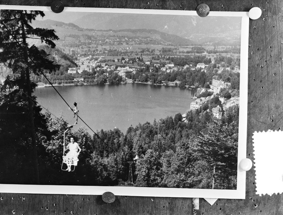 Meer van Bled in Joegoslavië waar de Europese roeikampioenschappen 1956 gehouden, Bestanddeelnr 907-9515
