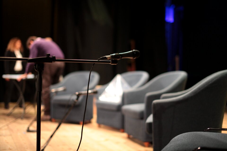 Sofa microphone people