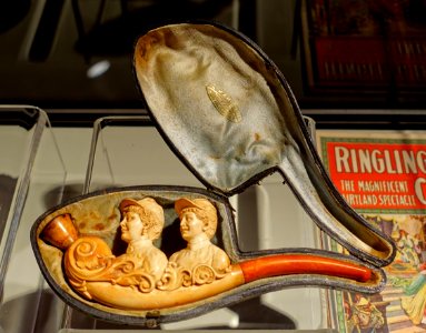 Meers Sisters souvenir pipe, early 1900s, meerschaum and amber - Circus Museum - John and Mable Ringling Museum of Art - Sarasota, FL - DSC00468 photo