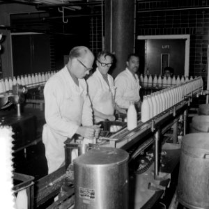 Melkfleskratten van synthetisch materiaal, reportage melkfabriek in Rotterdam, Bestanddeelnr 916-7551