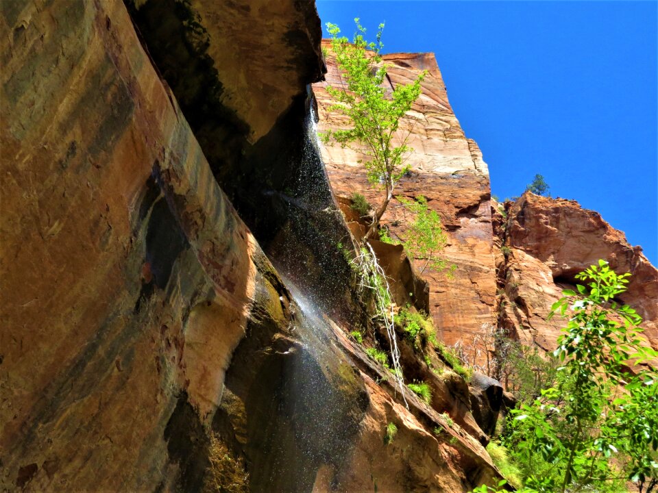 Mountain rock brown waterfall