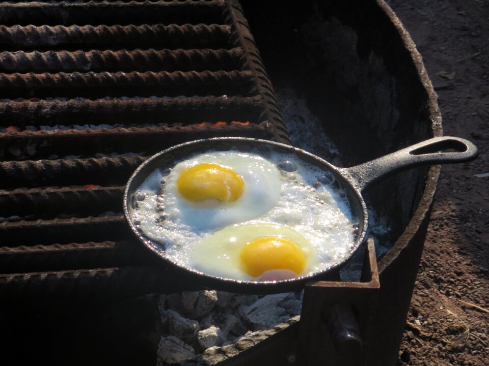 Eggs breakfast outdoors