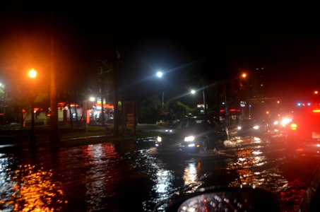 Miami tidal flooding with rain at high tide during king tides 07