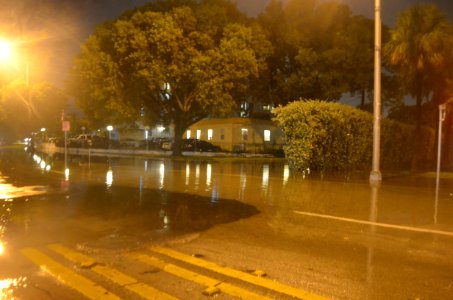 Miami tidal flooding with rain at high tide during king tides 26