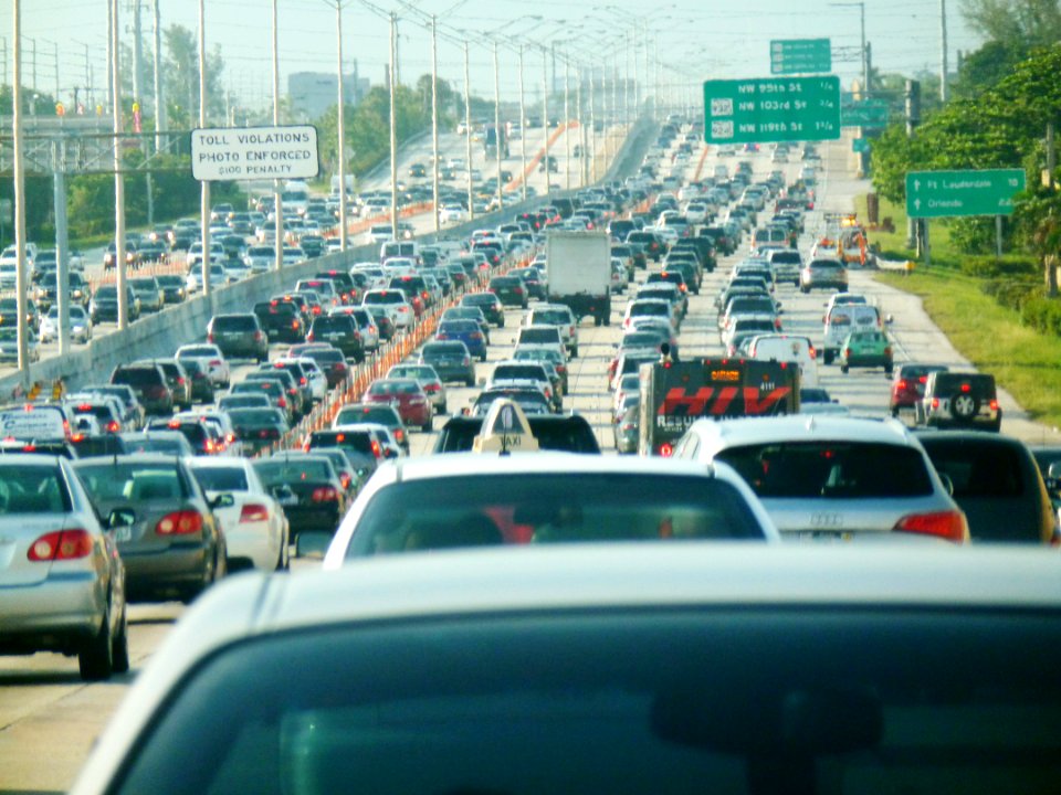 Miami rush hour traffic, I-95 North