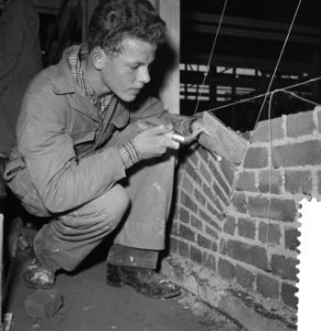 Metsel- en stratenmakerswedstrijd in de Ahoyhal te Rotterdam, Bestanddeelnr 910-4827