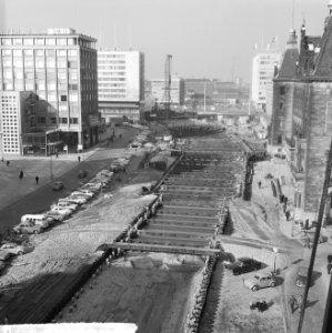 Metrobouw te Rotterdam, overzicht van de Coolsingel, Bestanddeelnr 916-0787