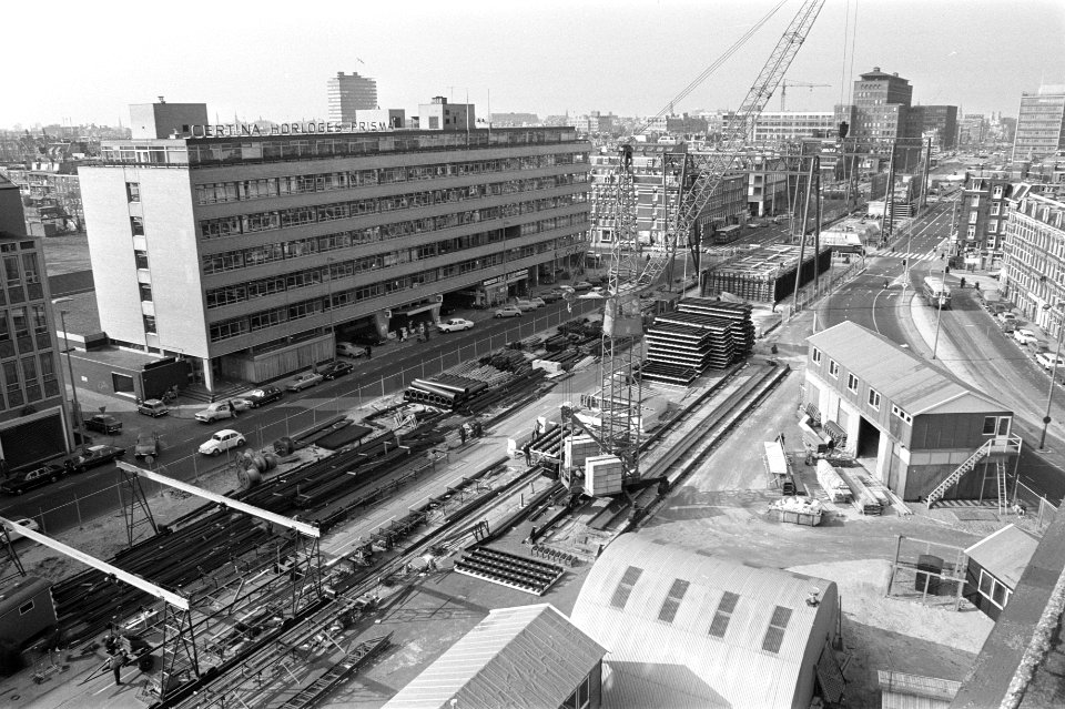 Metrowerkzaamheden in Wibautstraat Amsterdam, overzicht, Bestanddeelnr 925-4566