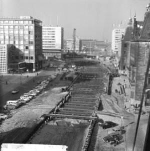 Metrobouw te Rotterdam, overzicht van de Coolsingel, Bestanddeelnr 916-0785