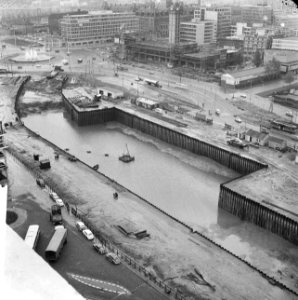Metrowerkzaamheden in Rotterdam. Overzicht bouwdok, Bestanddeelnr 913-0895