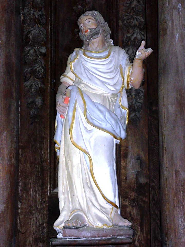 Meurçé (Sarthe) église, retable de la Croix, statue de Saint André