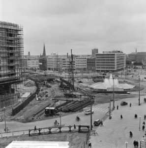 Metro-bouw in Rotterdam (bouwput op het Weena), Bestanddeelnr 913-9238