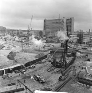 Metro-bouw in Rotterdam (werkzaamheden op het Weena), Bestanddeelnr 913-9235