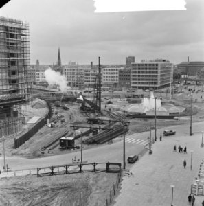 Metro-bouw in Rotterdam (overzicht vanaf het Hofplein), Bestanddeelnr 913-9236